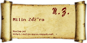 Milin Zóra névjegykártya